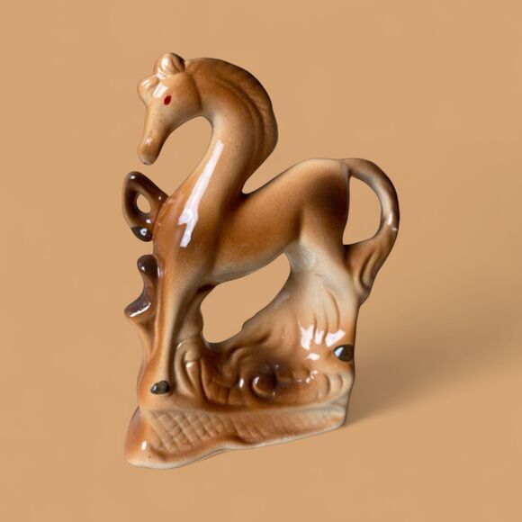 Vintage Ceramic Prancing Horse Figurine: Mid Century Modern Equestrian Decor - Picture 1 of 7